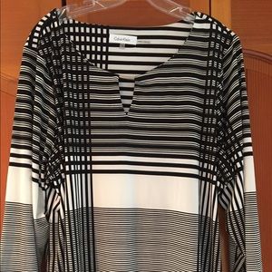 Calvin Klein cream & black metal detail shirt top